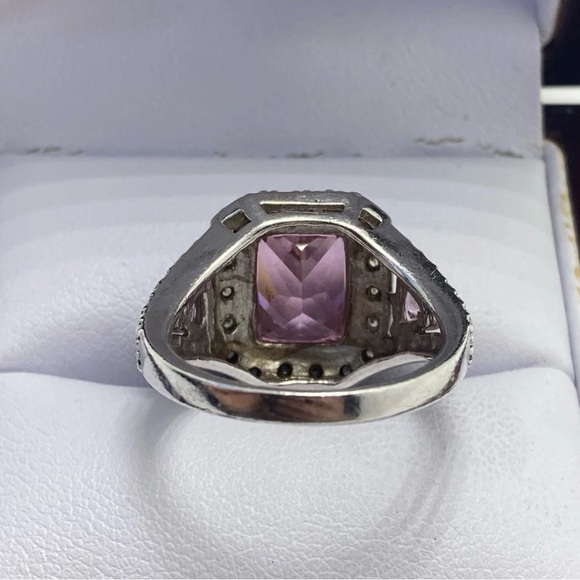 Sterling Silver Pink & Clear Cubic Zirconia Gemstone Ring. Size 5.5 - Picture 4 of 5